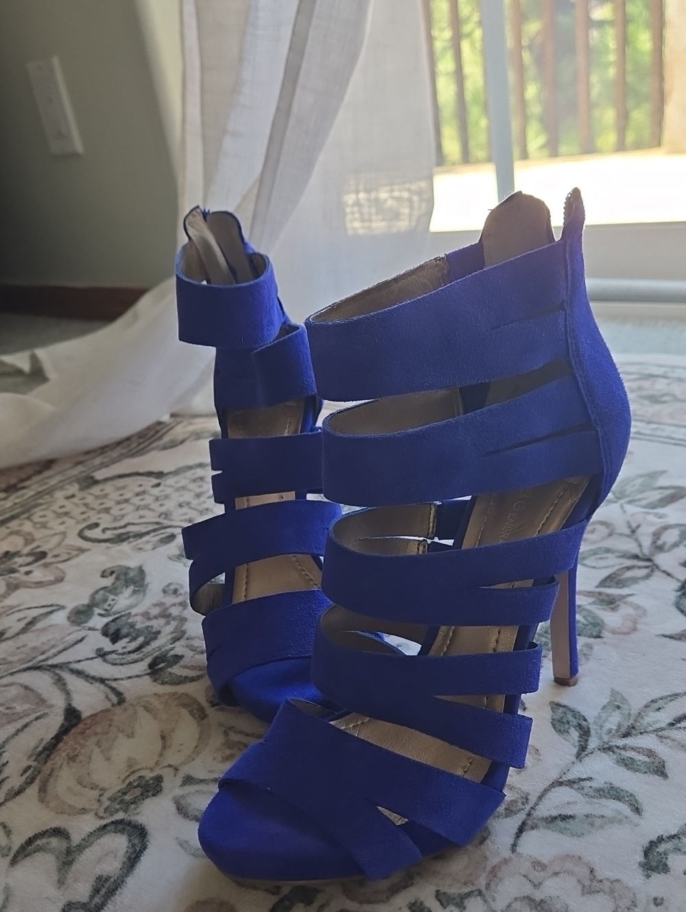 BCBGeneration Cobalt Blue Strappy Stiletto Sandals